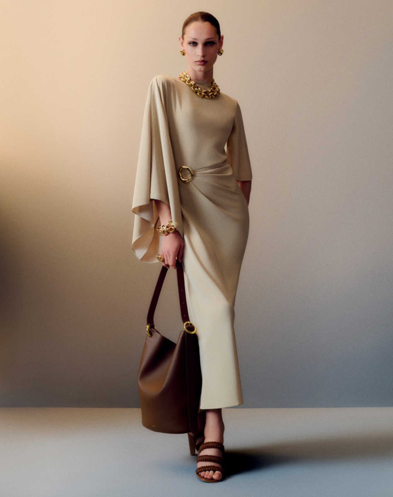 Joya dress satin twill, beige