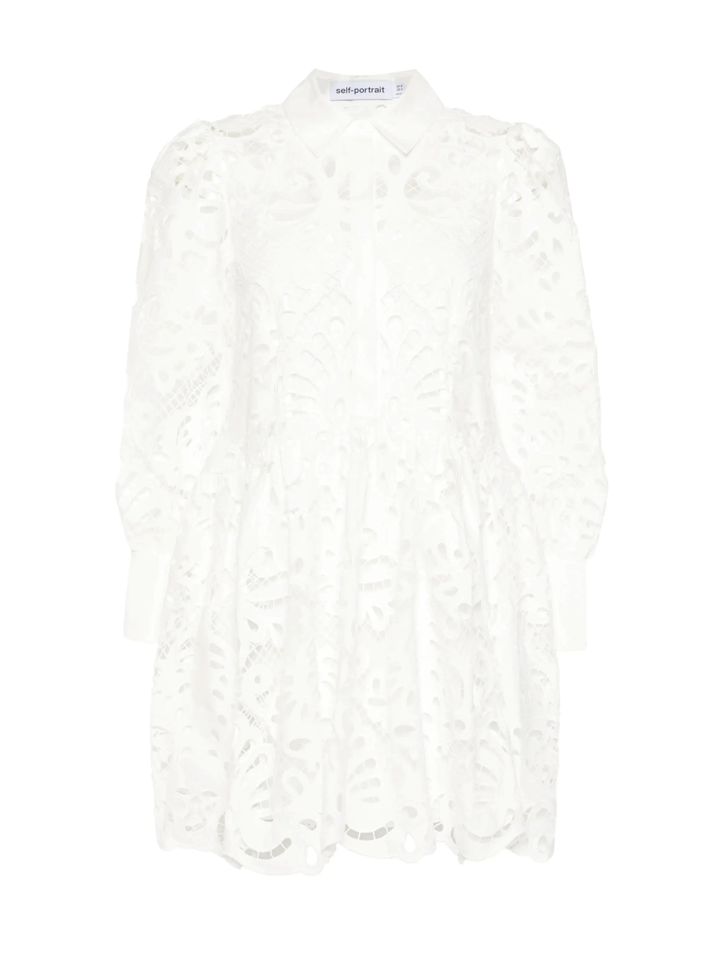 Cotton Lace Mini Shirt Dress white