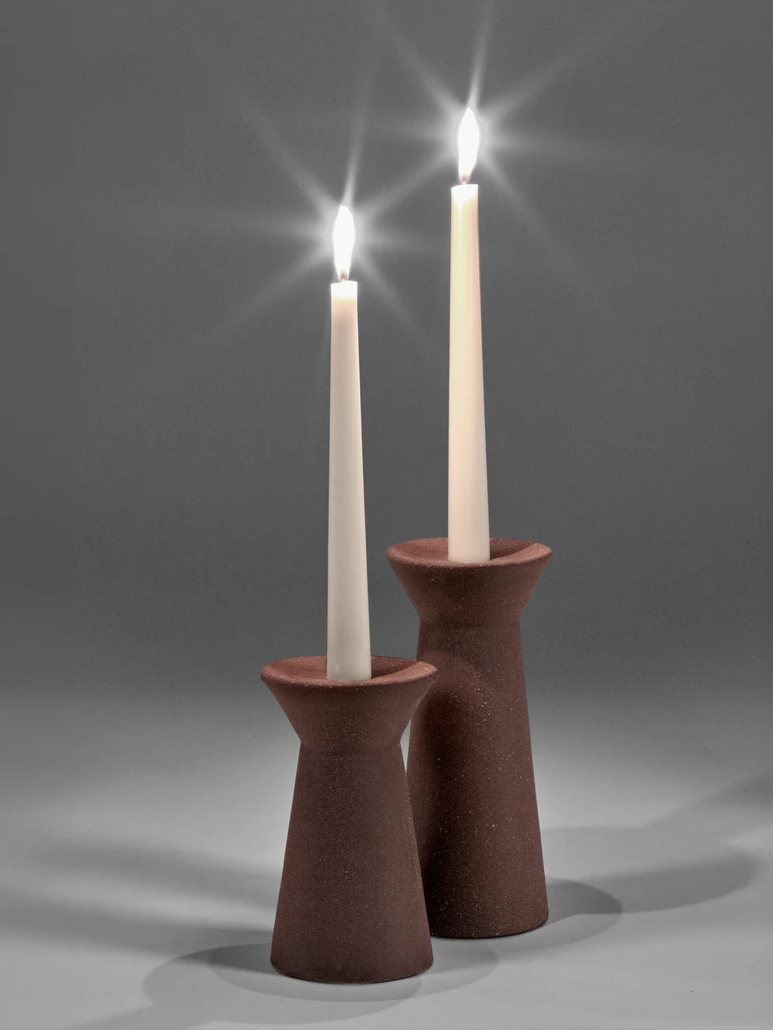 Ceramic Marie-Ann small candle holder, red/brown (16,5cm)