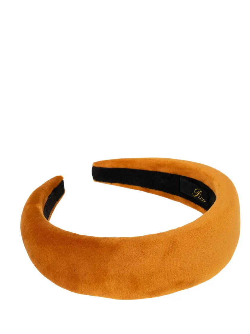 Emma Plain Velvet Headband, cognac velvet