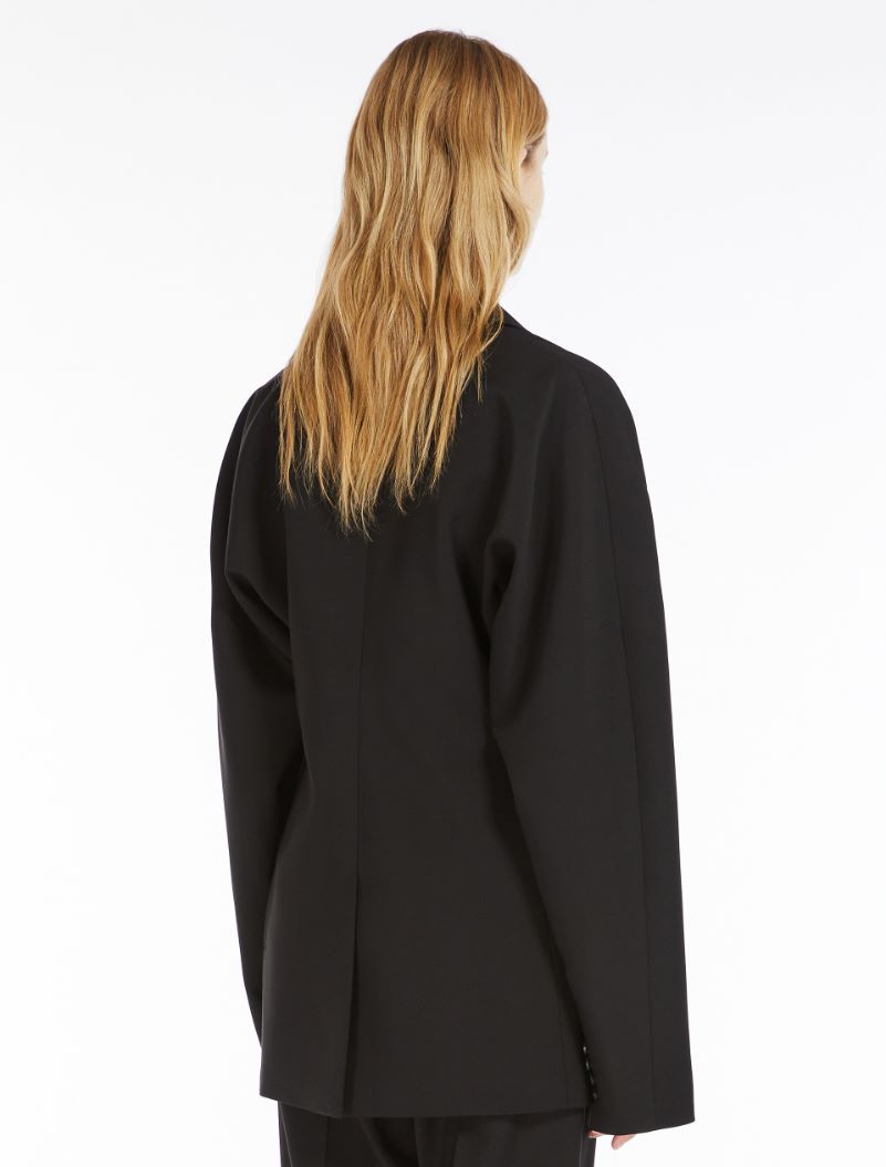 Ecru single breasted wool blazer, black