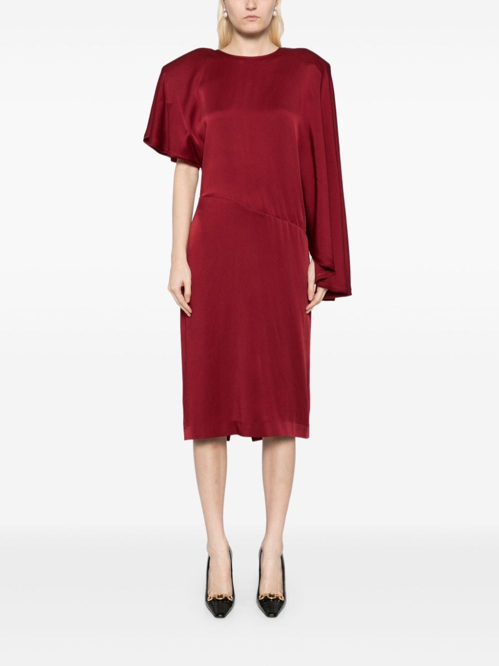 Draped dress, ruby