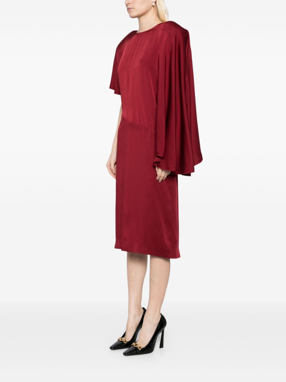 Draped dress, ruby