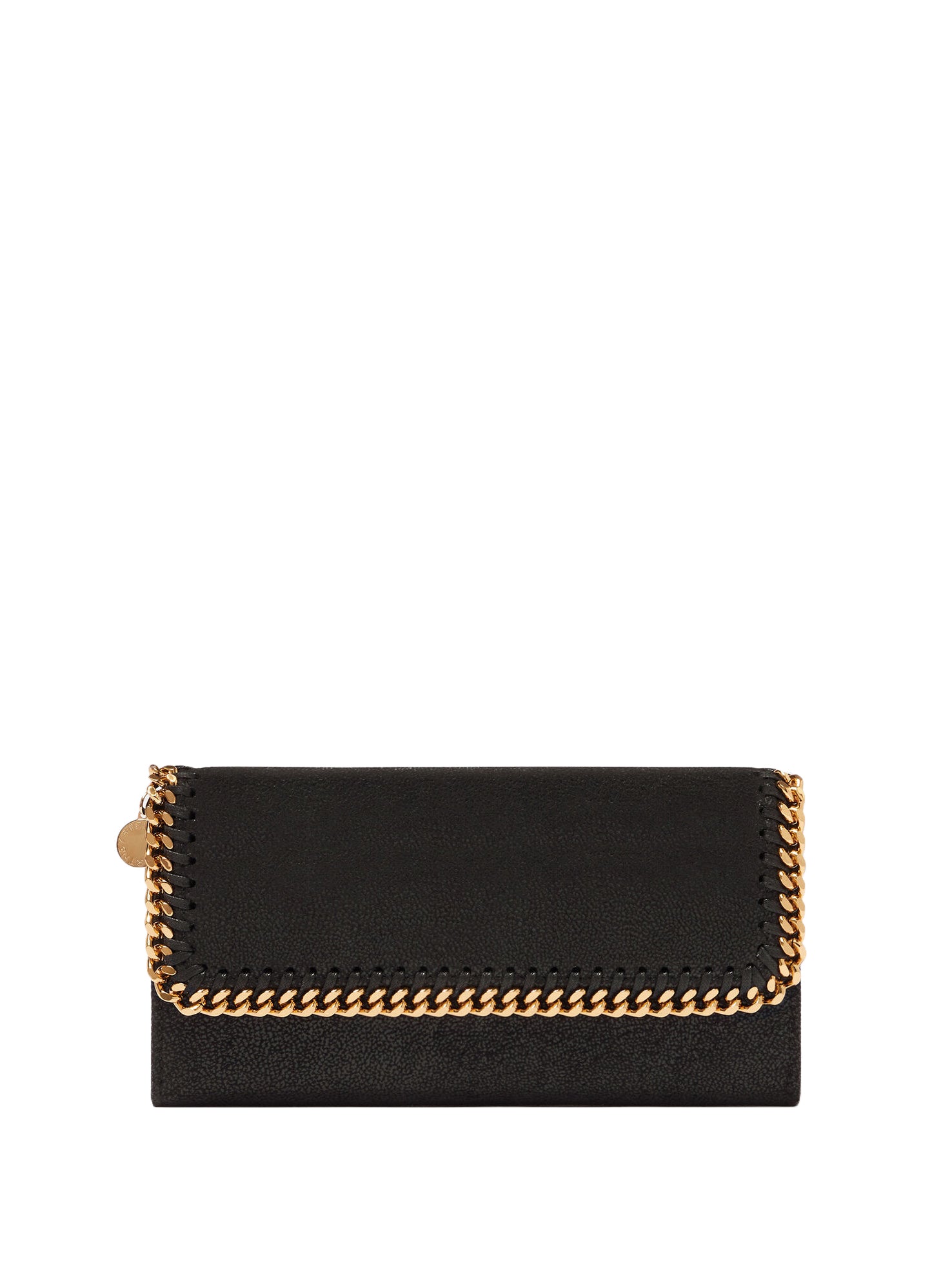 Falabella Continental Flap Wallet w/gold chain, black
