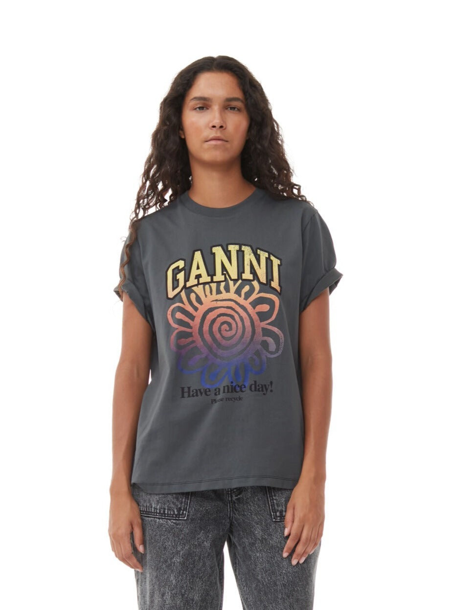 Basic Jersey Flower Relaxed T-shirt, volcanic ash