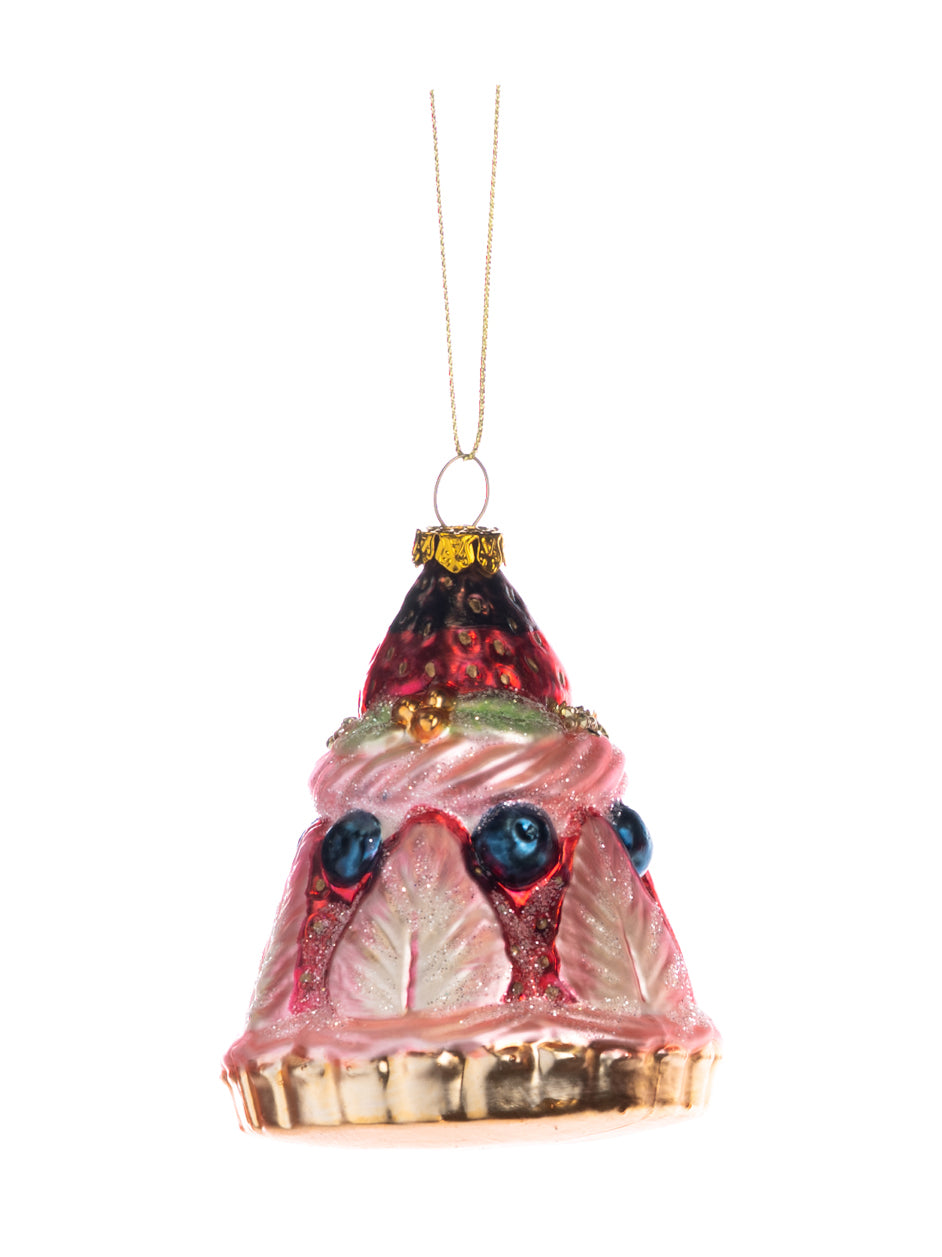 STRAWBERRY glass ornament, pastry & cake