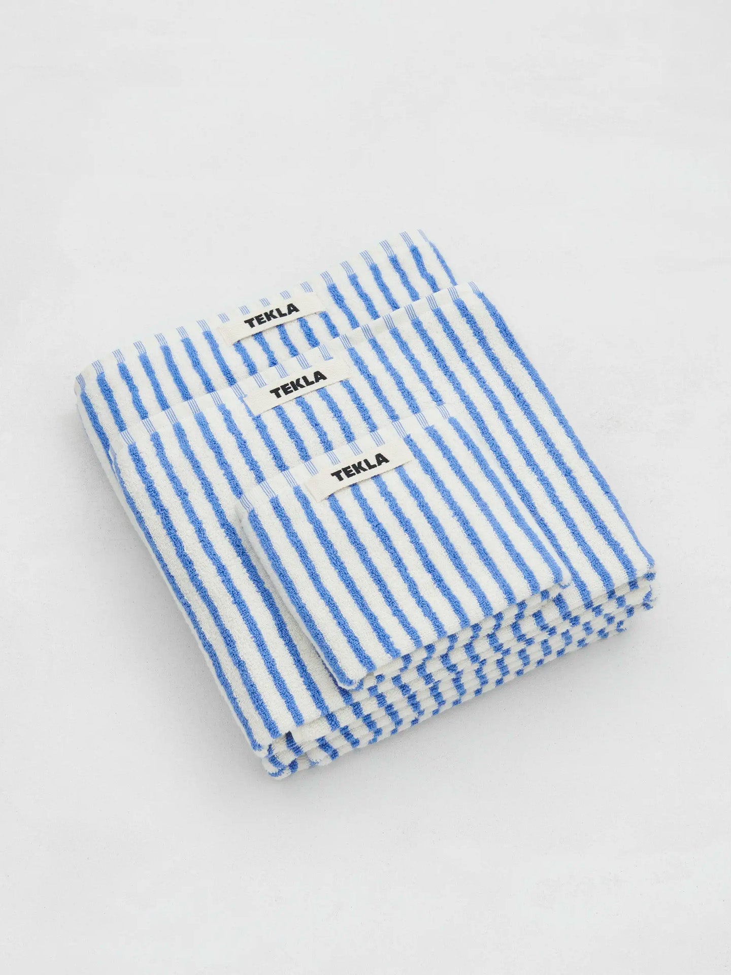 Terry Bath Towel, Coastal blue stripes