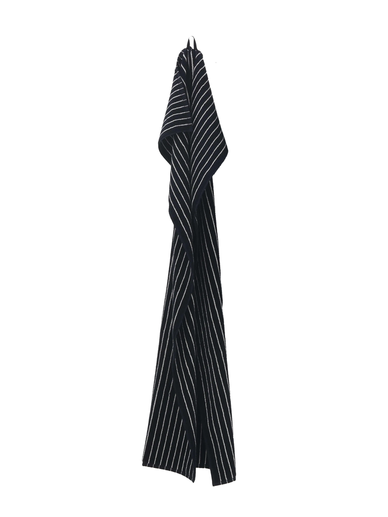 Terry bath towel, black stripes