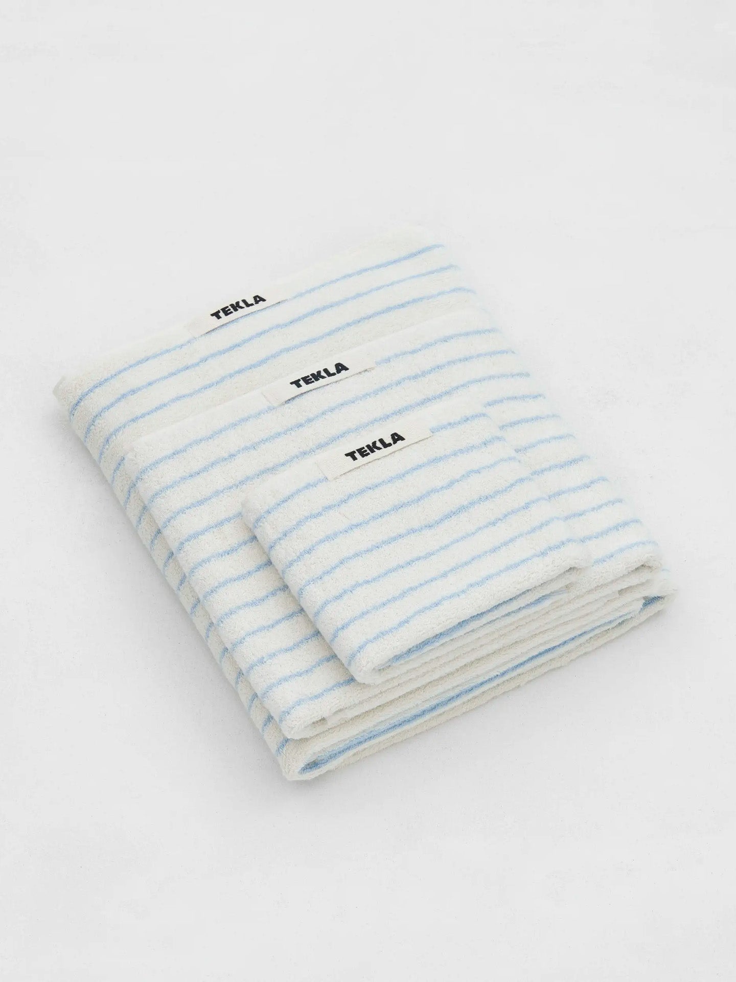 Terry Bath Towel, Baby blue stripes