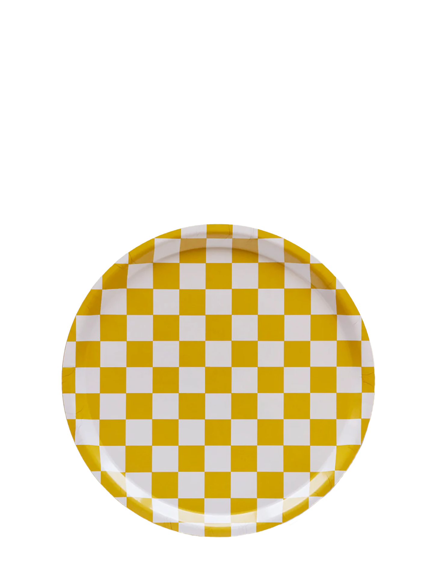 Mustard CHECKER Round Serving Tray (31 cm)