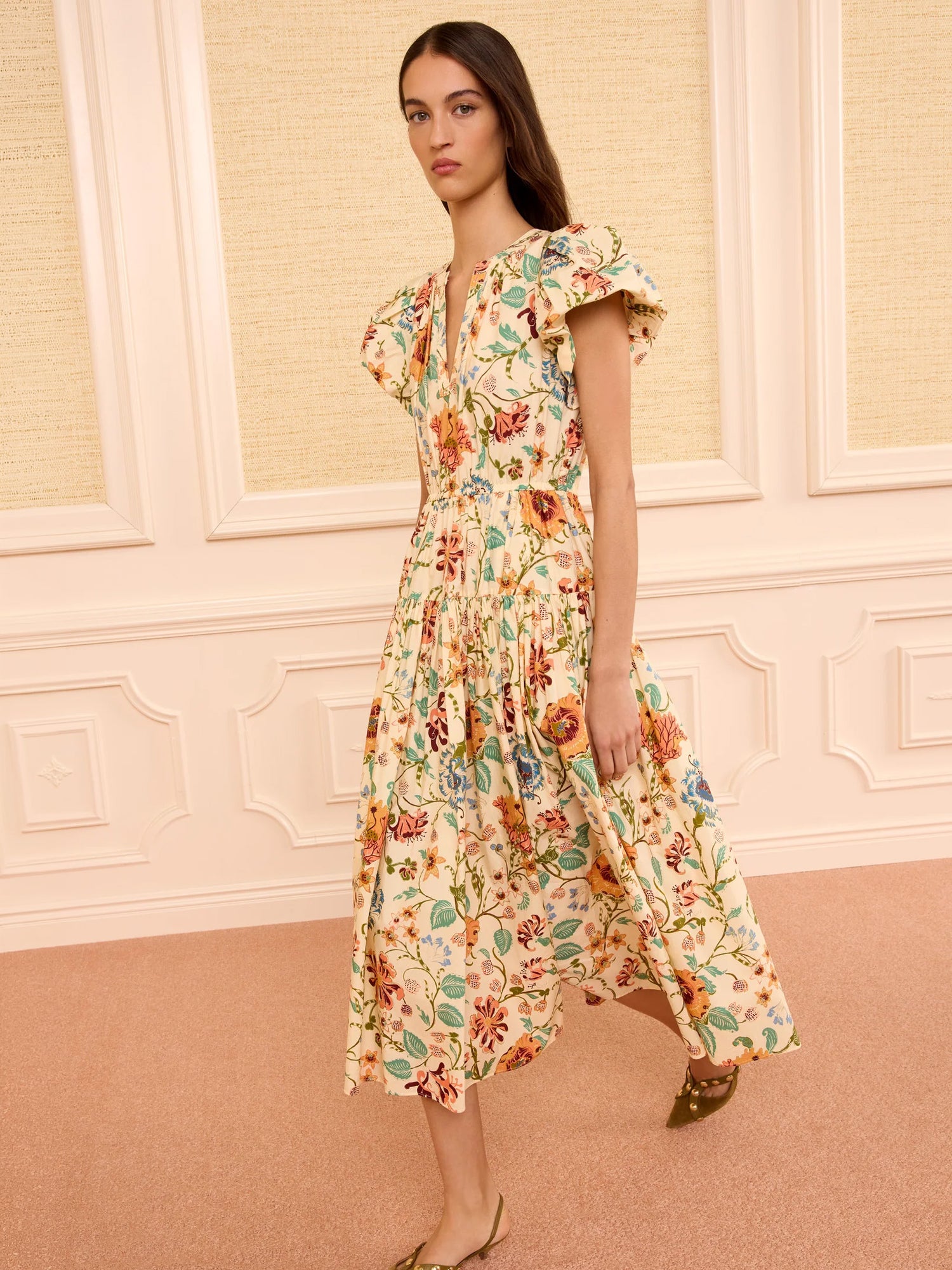 Marin cotton midi dress, Abalone