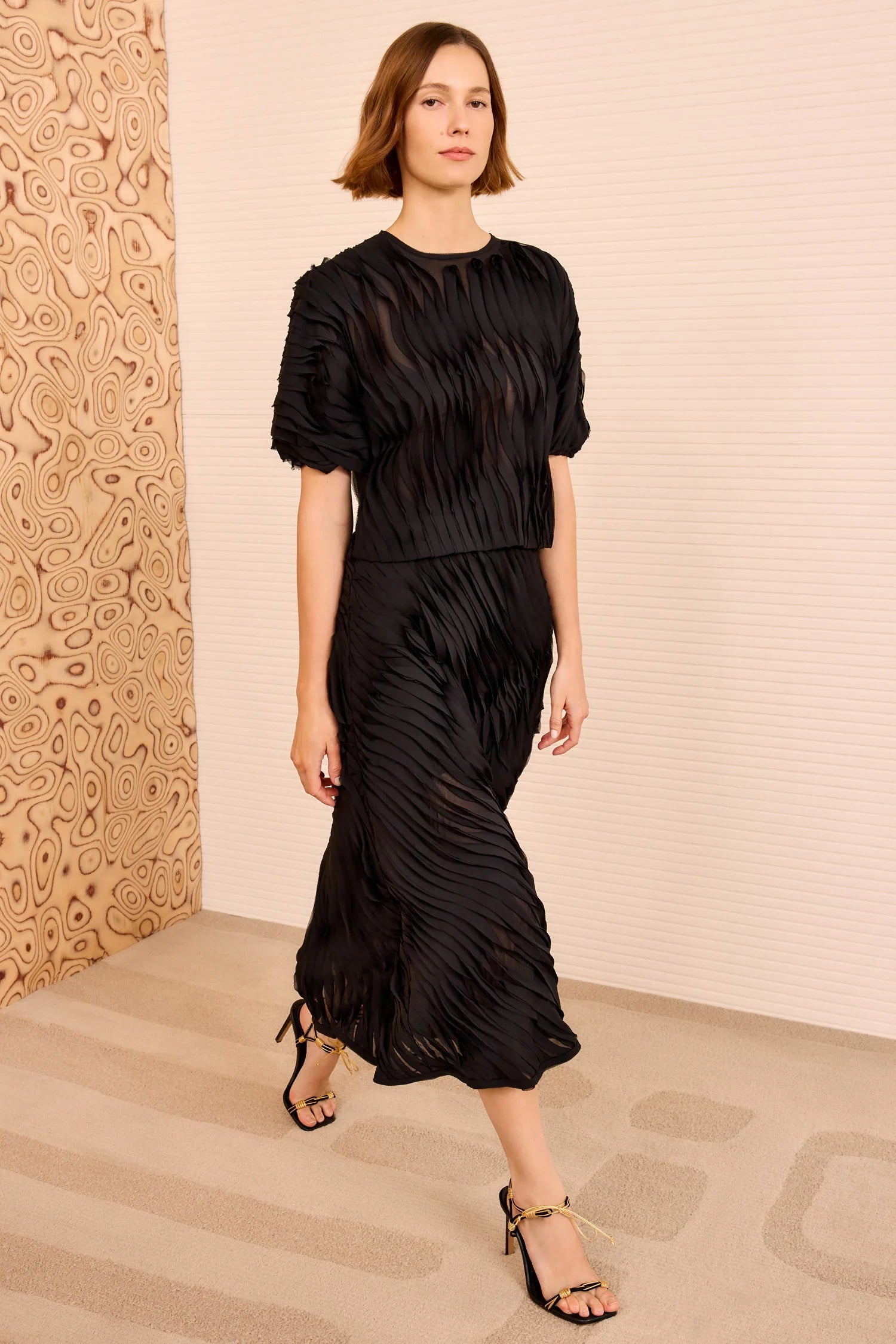 Vayda short sleeve top, black