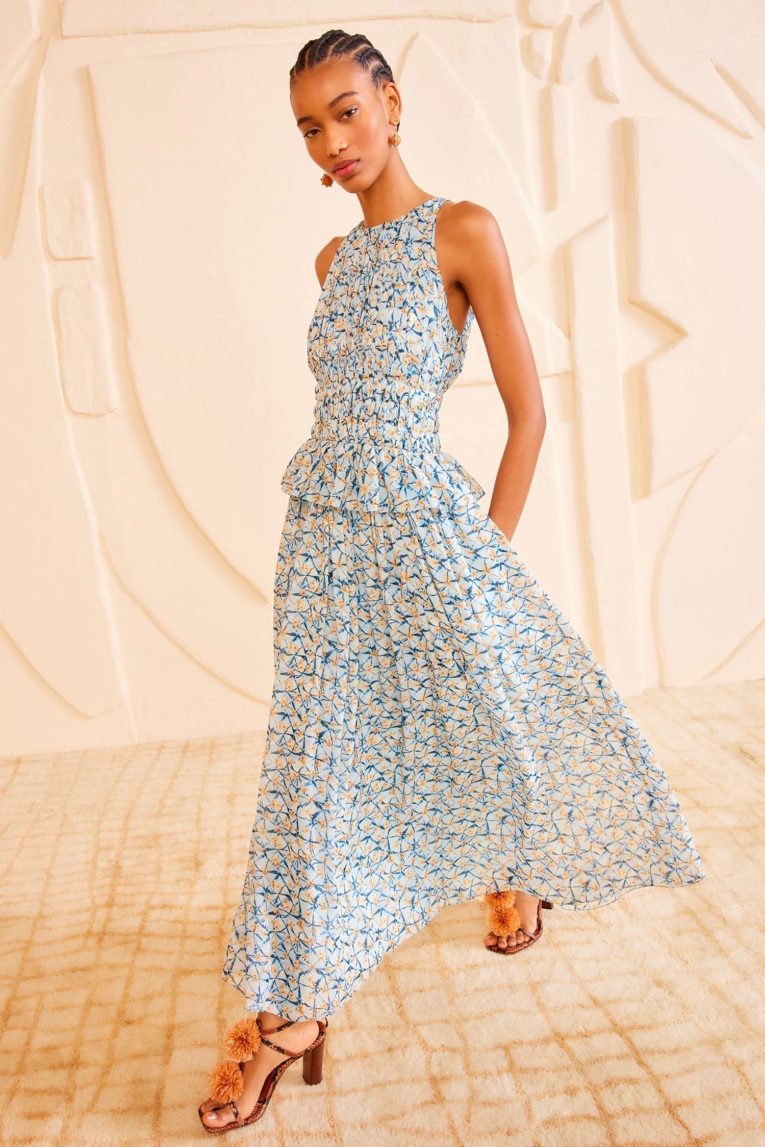 Adeline Dress, idalia mini floral shibori print