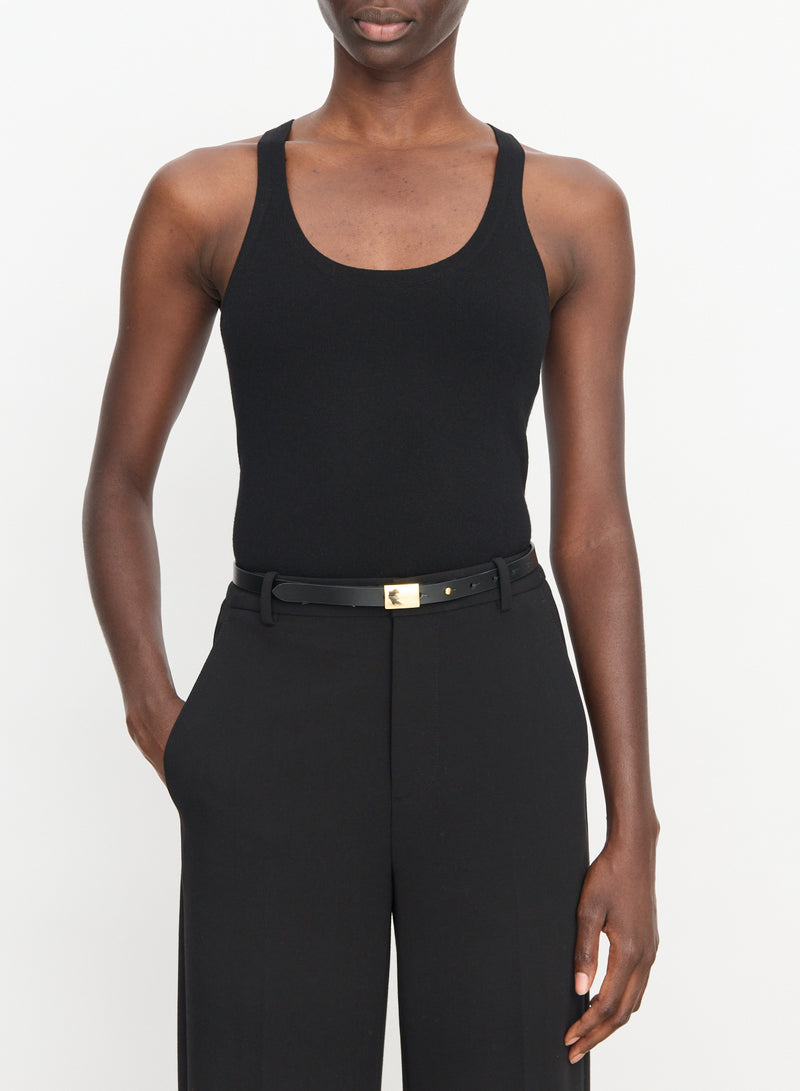 Stretch viscose scoop nk tank, black