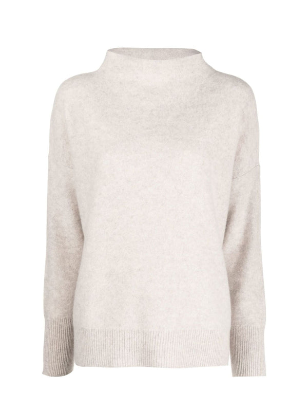 Boiled cashmere funnel neck pullover, marble