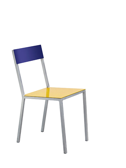 Valerie Objects: Alu chair by Muller Van Severen, dark blue and yellow