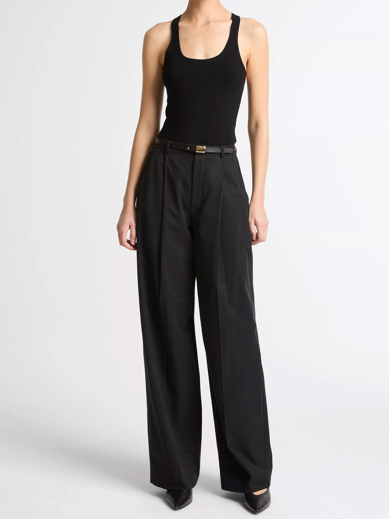Stretch viscose scoop nk tank, black