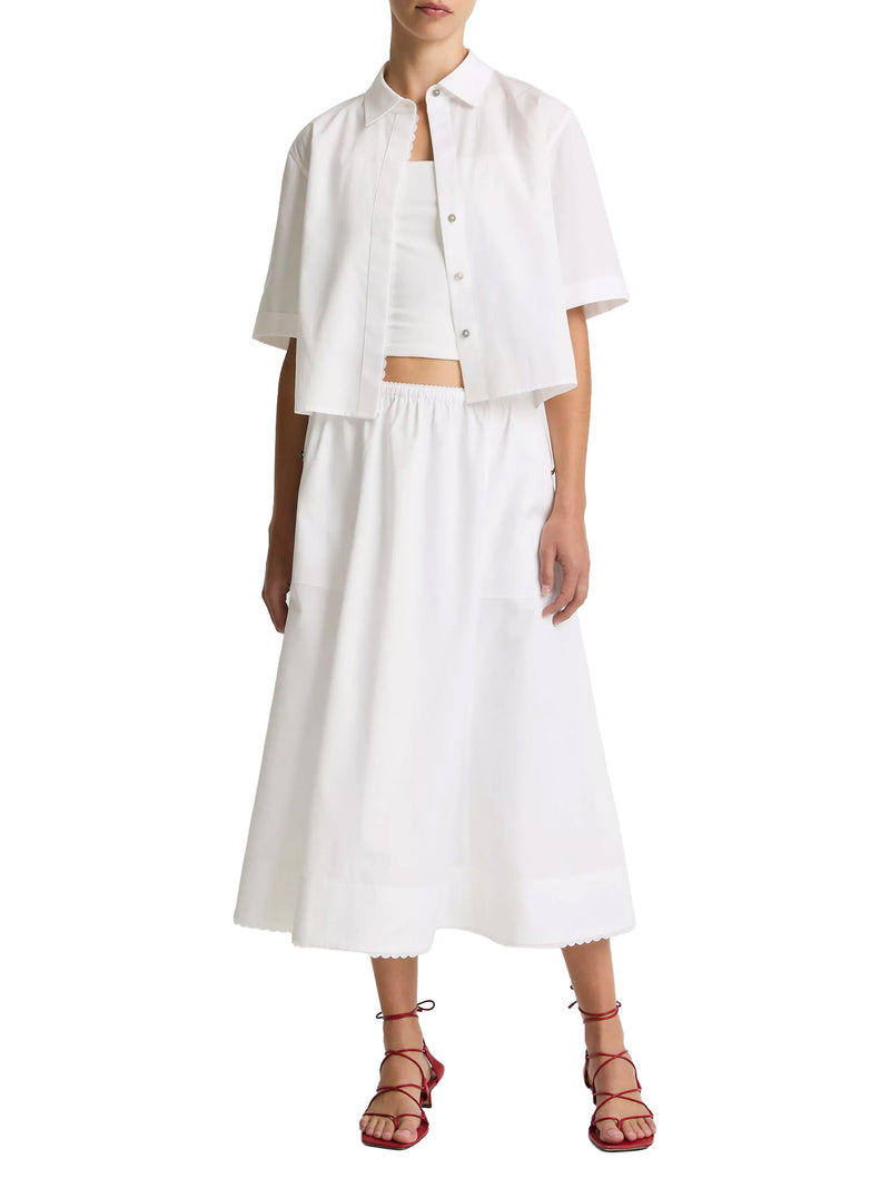 Scallop detail maxi skirt, white