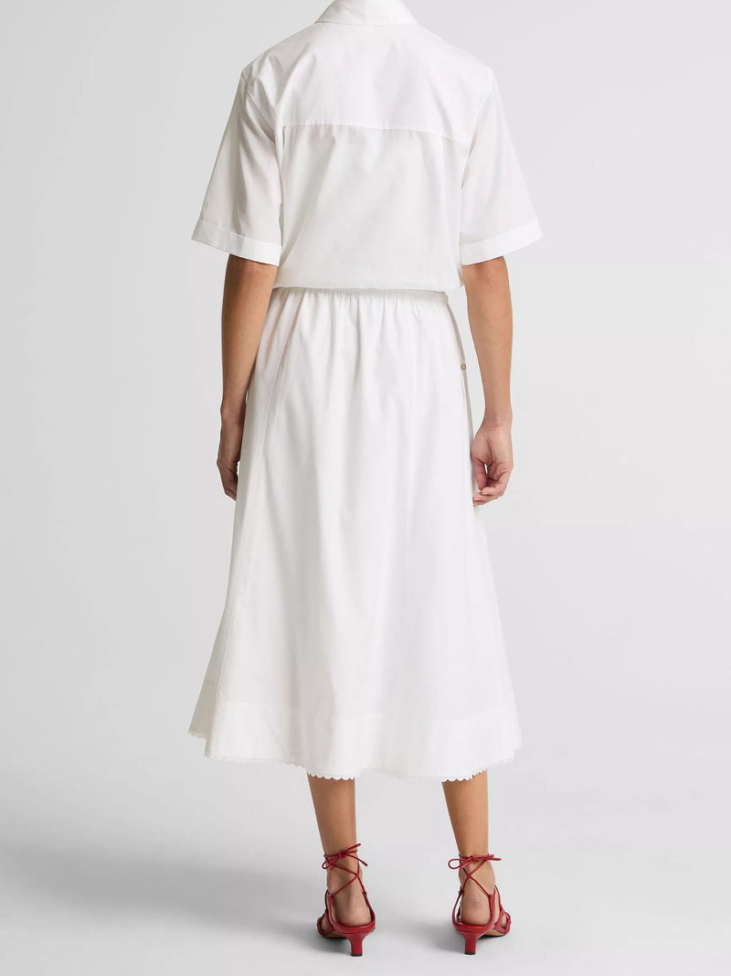 Scallop detail maxi skirt, white