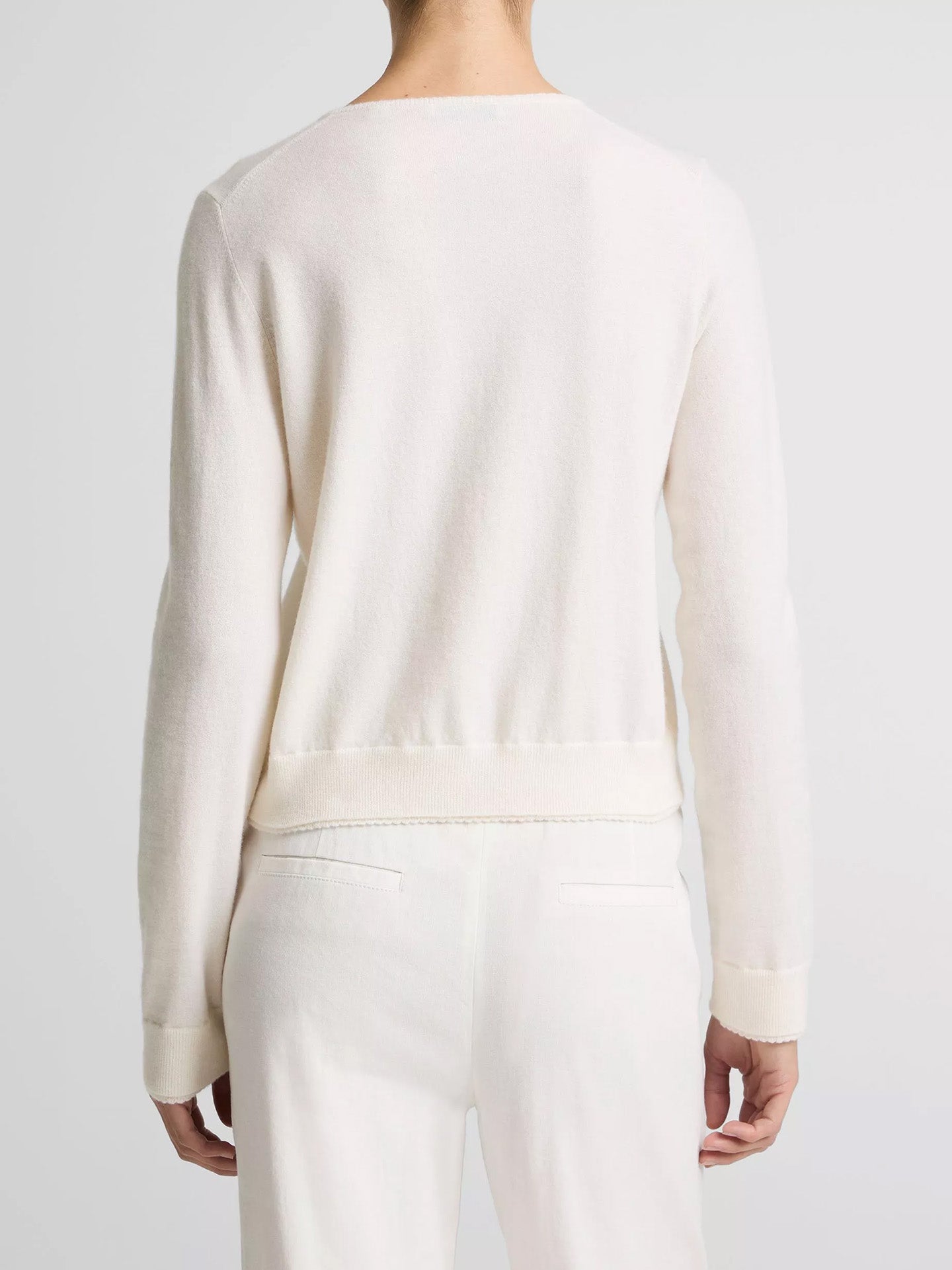 Scallop trim cardi, ivory