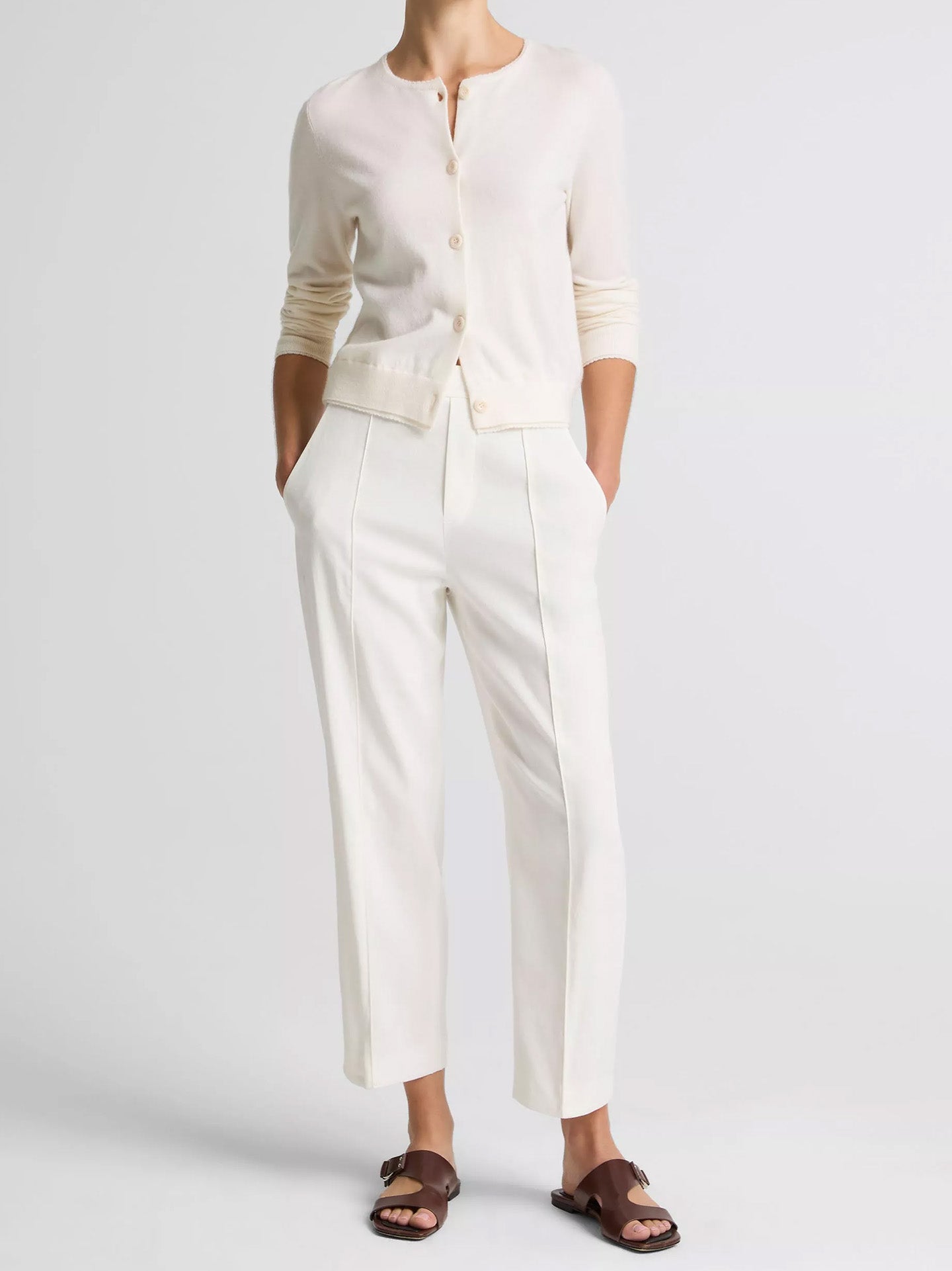 Scallop trim cardi, ivory