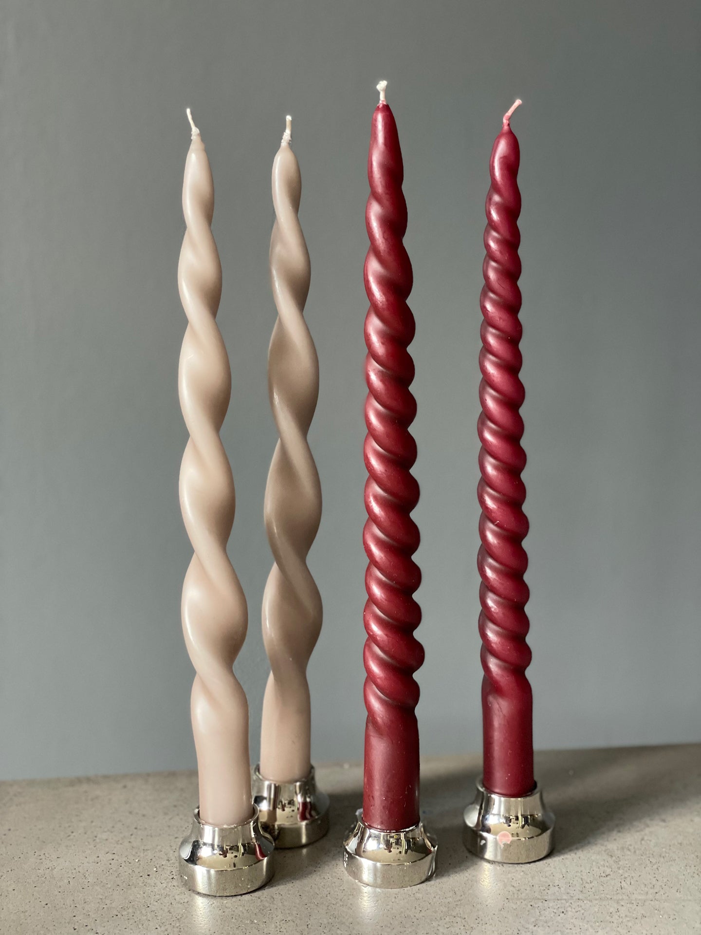 Screwed candles, set of 2 (29 cm)