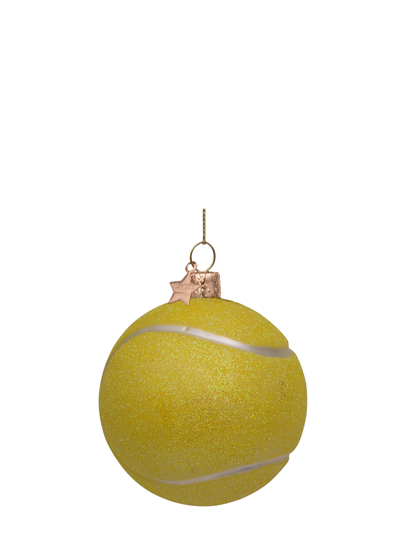 Tennis ball glass ornament, yellow
