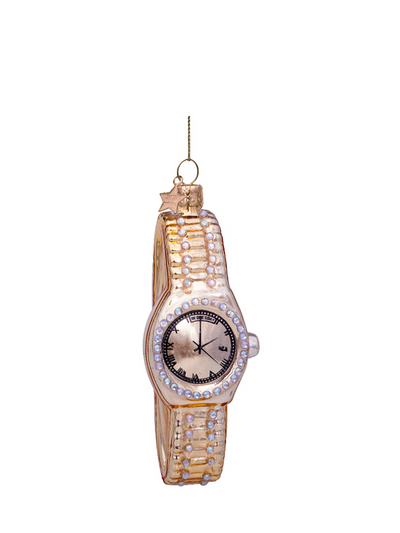 Wrist watch glass ornament with diamonds, gold
