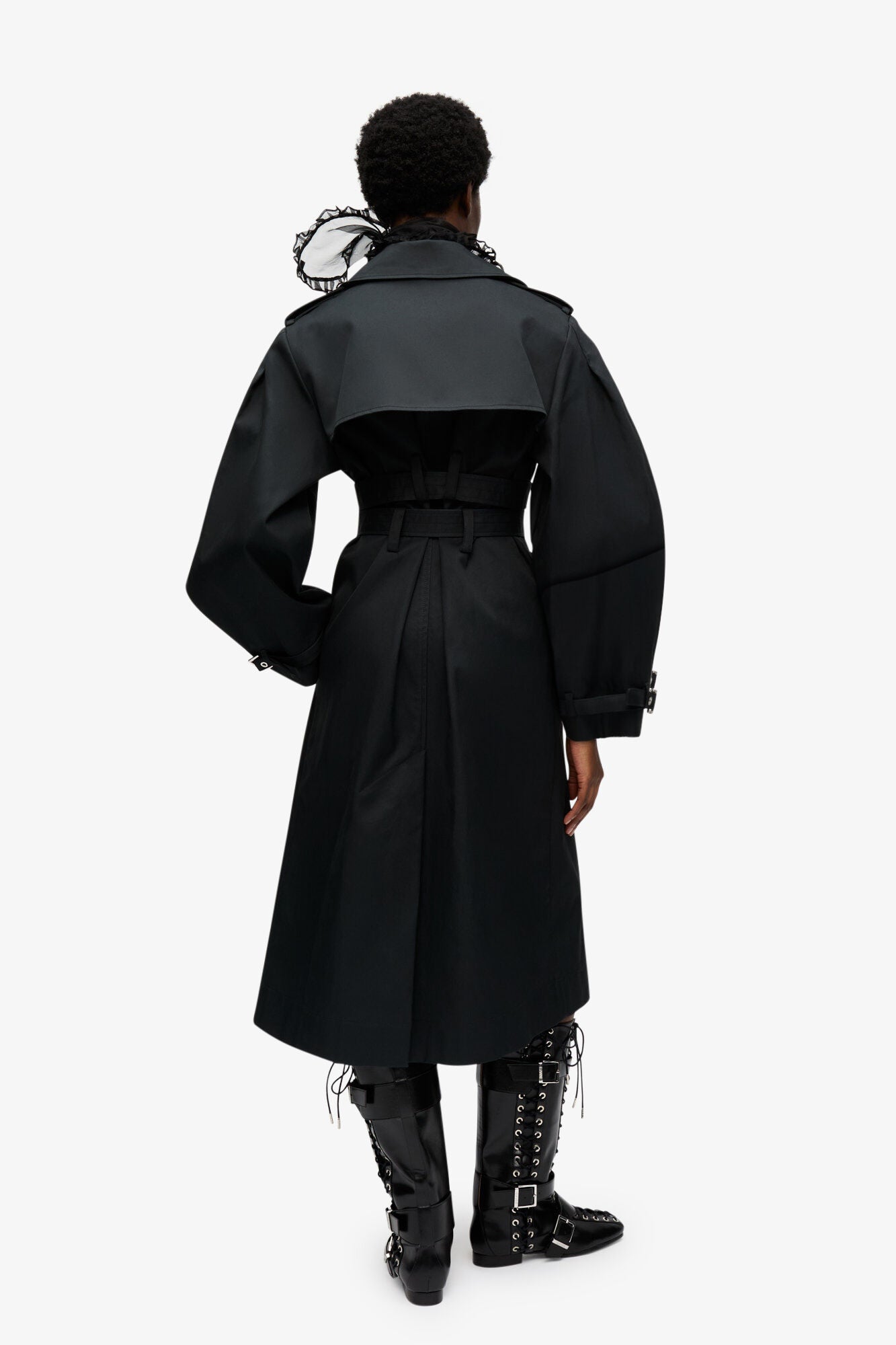 Bonded Cotton Trench Coat, Black