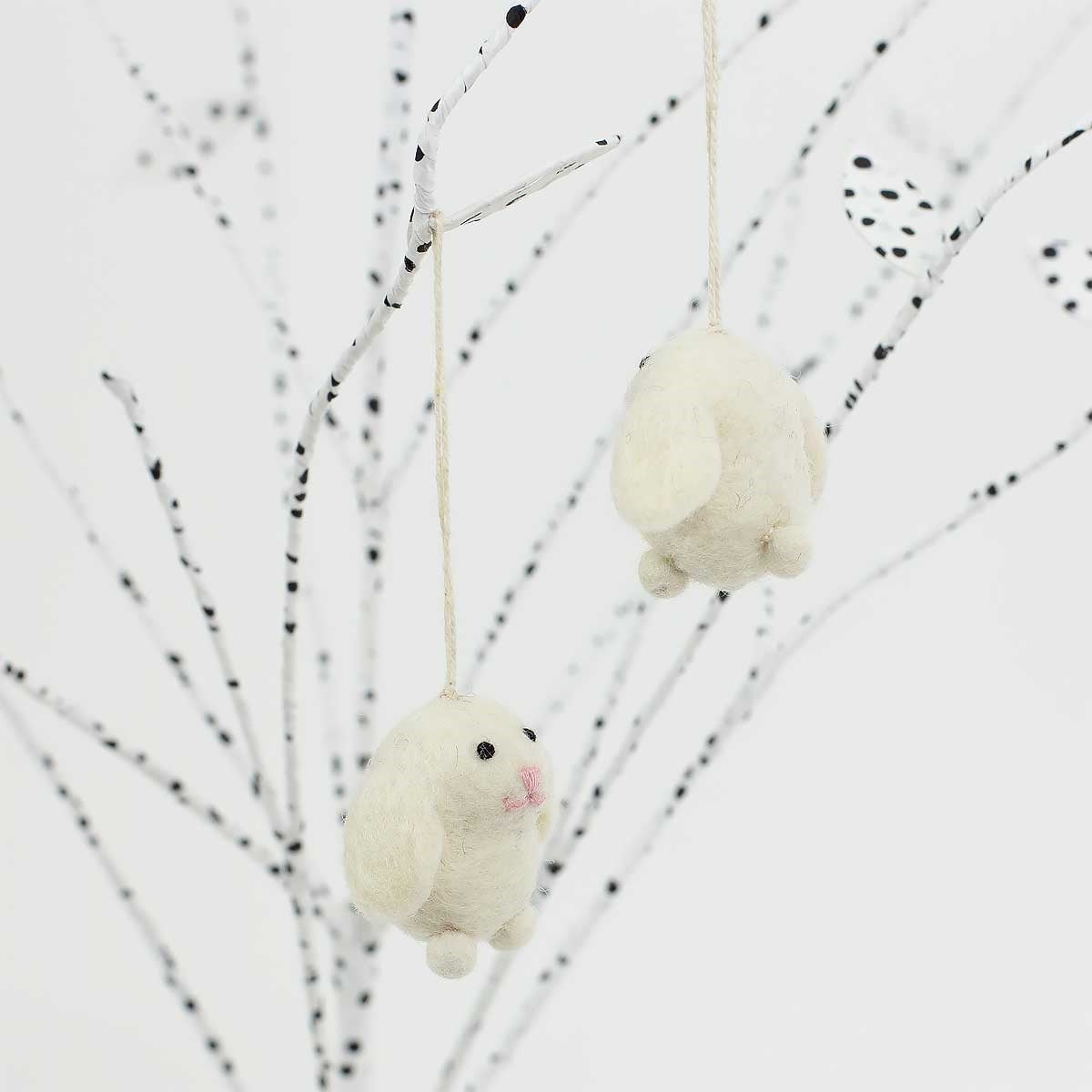 Mini Bunny Easter ornament, white