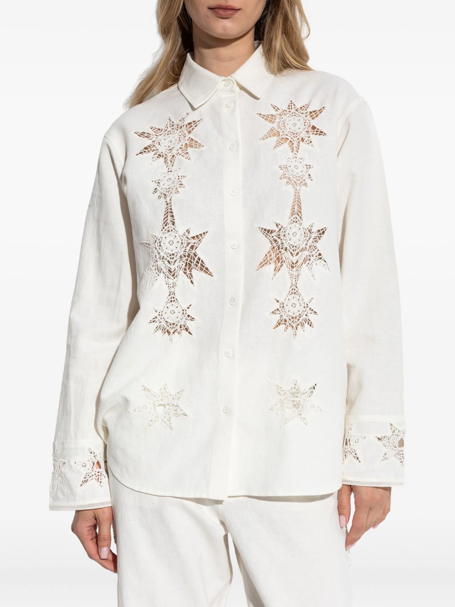 Morning cotton-linen embroidered shirt, judo