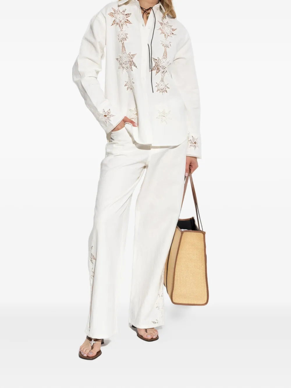 Morning cotton-linen embroidered shirt, judo