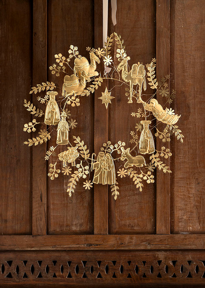 Holy night metal wreath, golden (Ø55 cm)