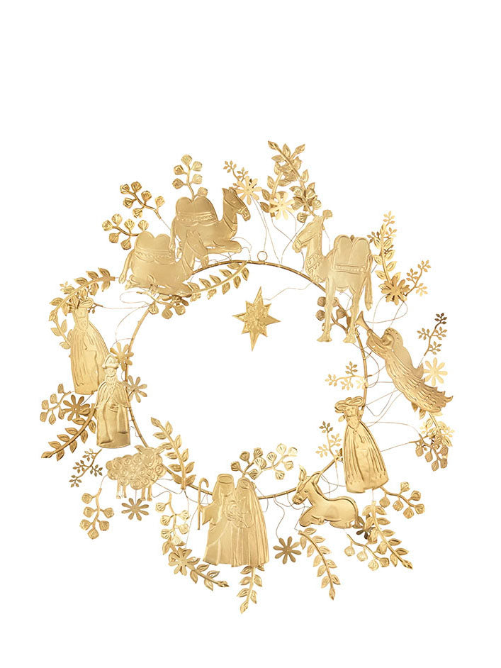 Holy night metal wreath, golden (Ø55 cm)
