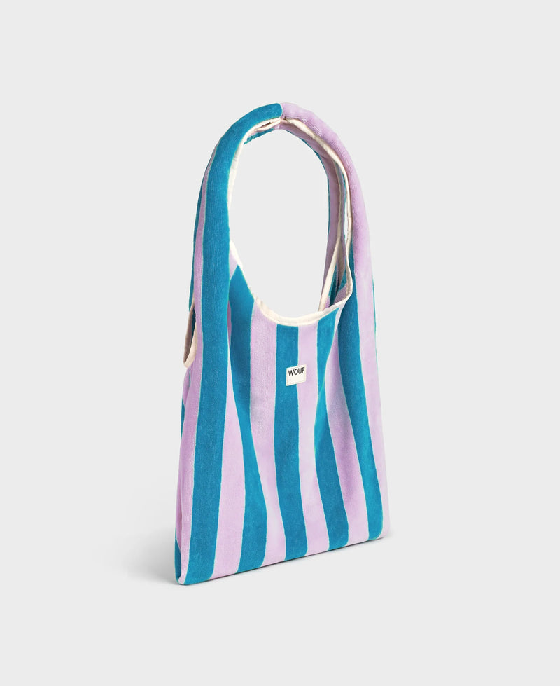 Lanzarote t-shirt bag, lilac and turquoise stripe