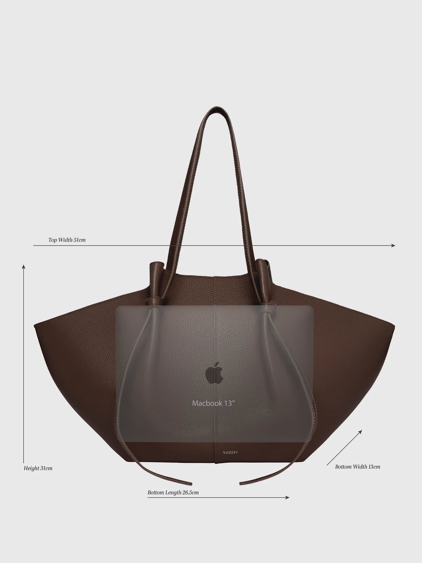 Large Mochi bag, espresso pebble grain leather