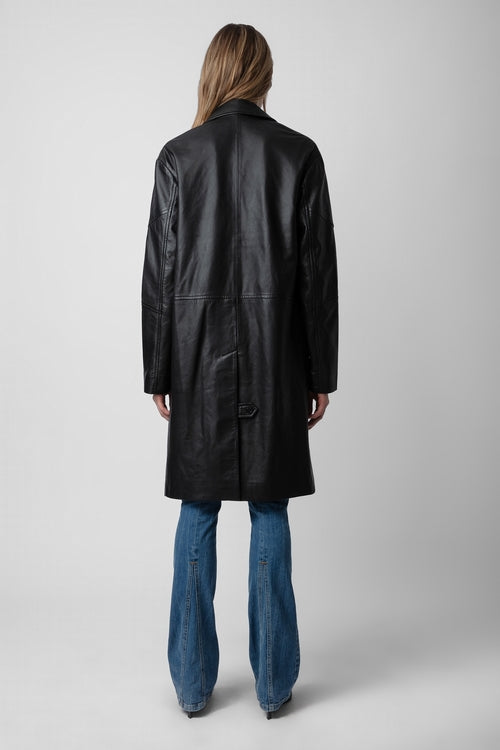 ZADIG & VOLTAIRE: Macari buttoned leather coat, black