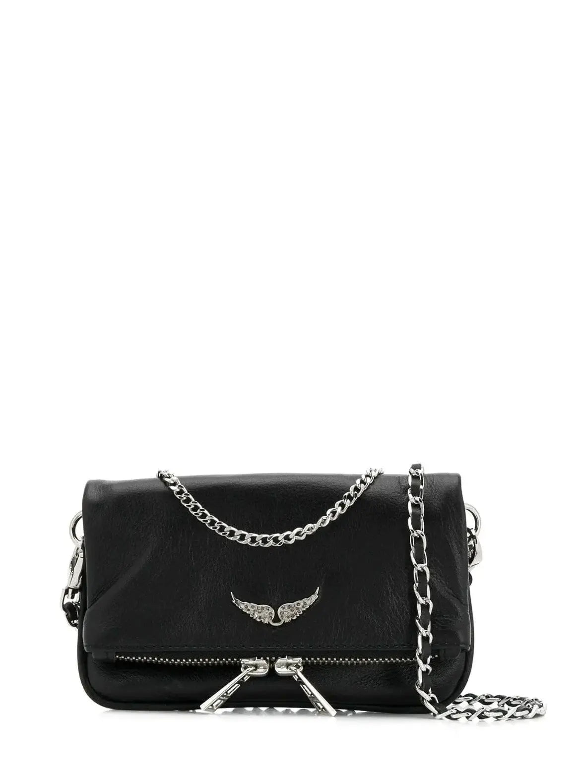 Rock Nano grained leather bag, black-silver