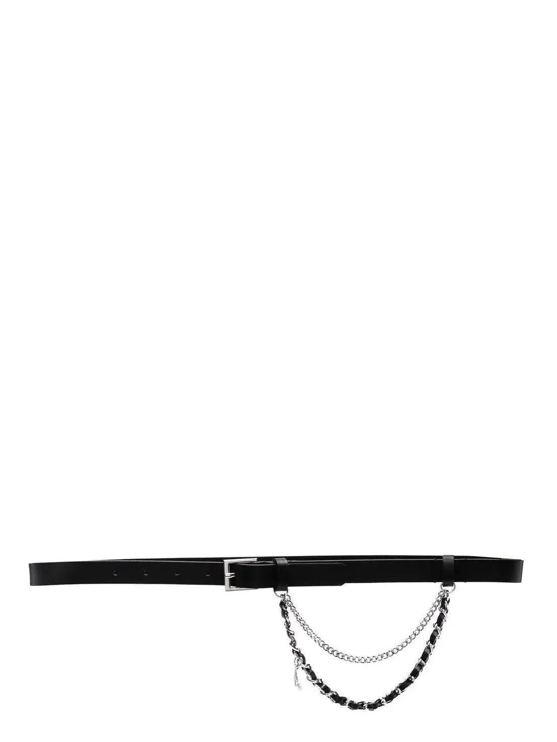 Rock chains leather belt in black/silver