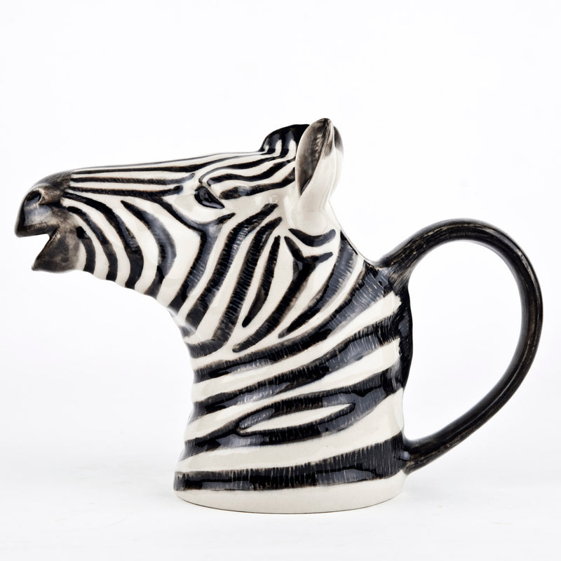 Ceramic zebra jug on a white background