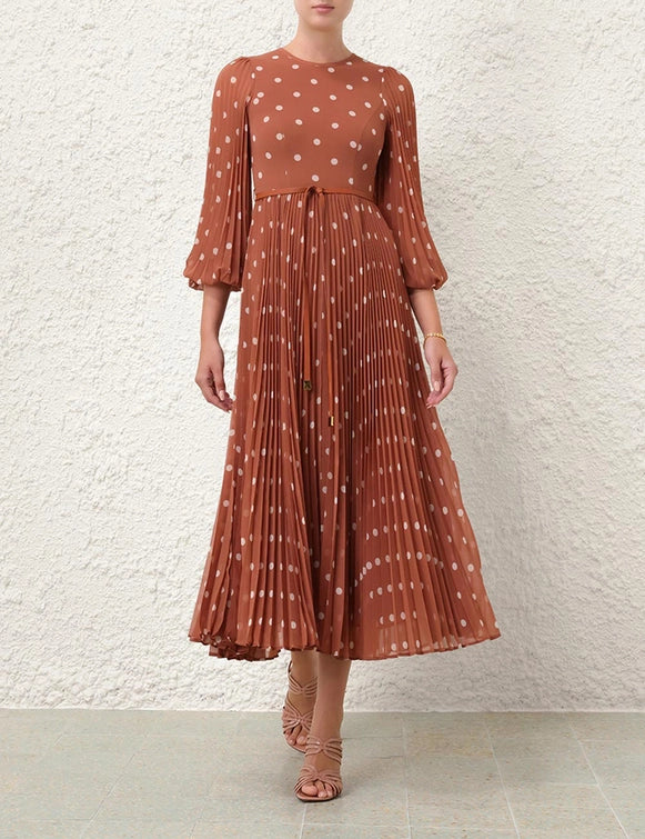 Sunray Long Sleeve Midi Dress, Aragon Dream Dot