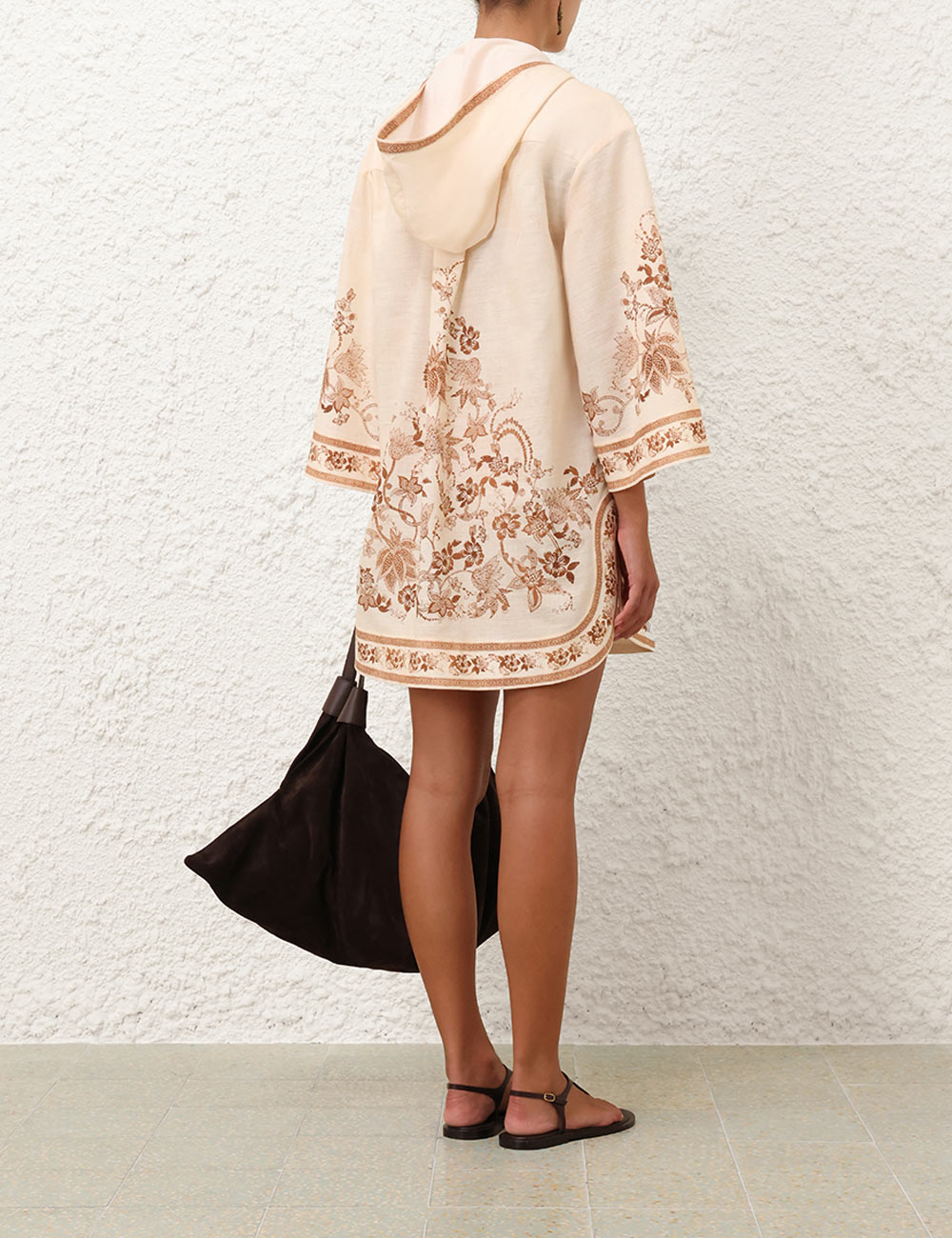 Ascension Tunic Mini Dress, cream-tan floral print