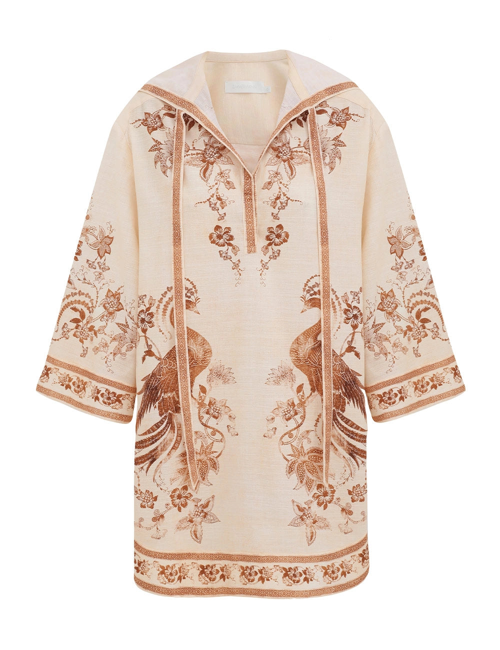 Ascension Tunic Mini Dress, cream-tan floral print