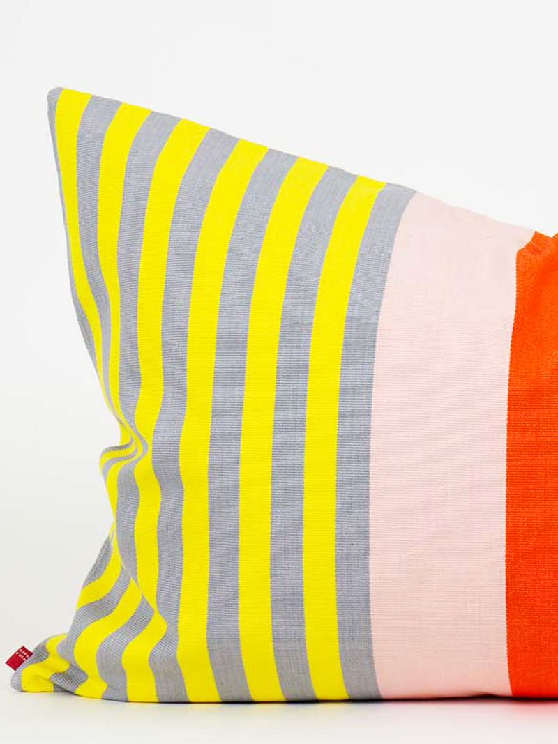 Arturo big cushion cover, yellow/pink/orange stripes (50x70cm)
