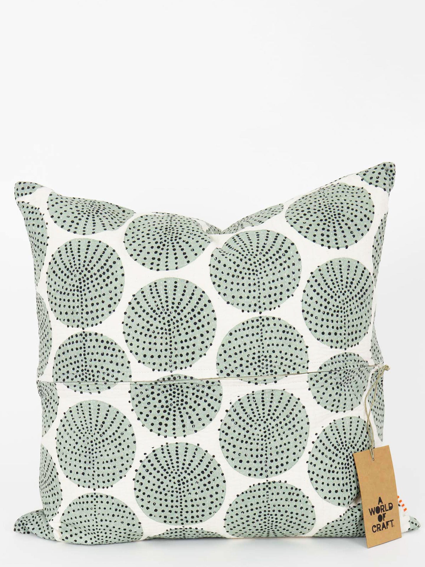 Dots-in-dot cushion cover 50x50, mint green/black