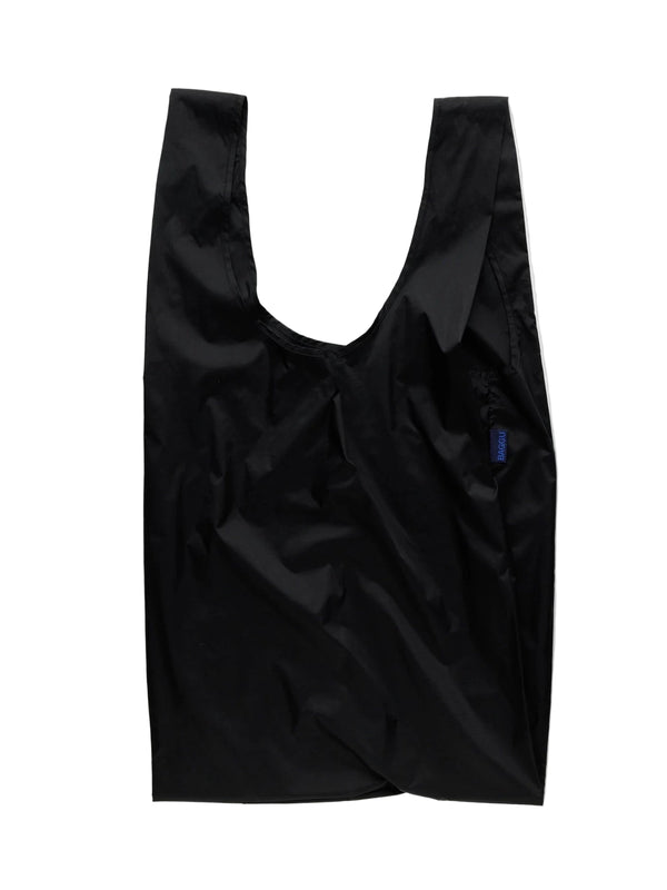 Black reusable shopping bag on a white background