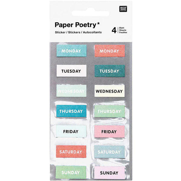 Paper Poetry weekday stickers