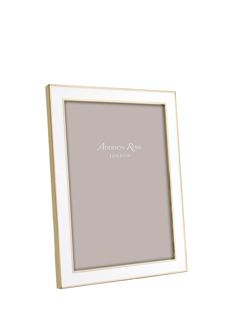 White-gold enamel picture frame, large (20 x 25 cm)