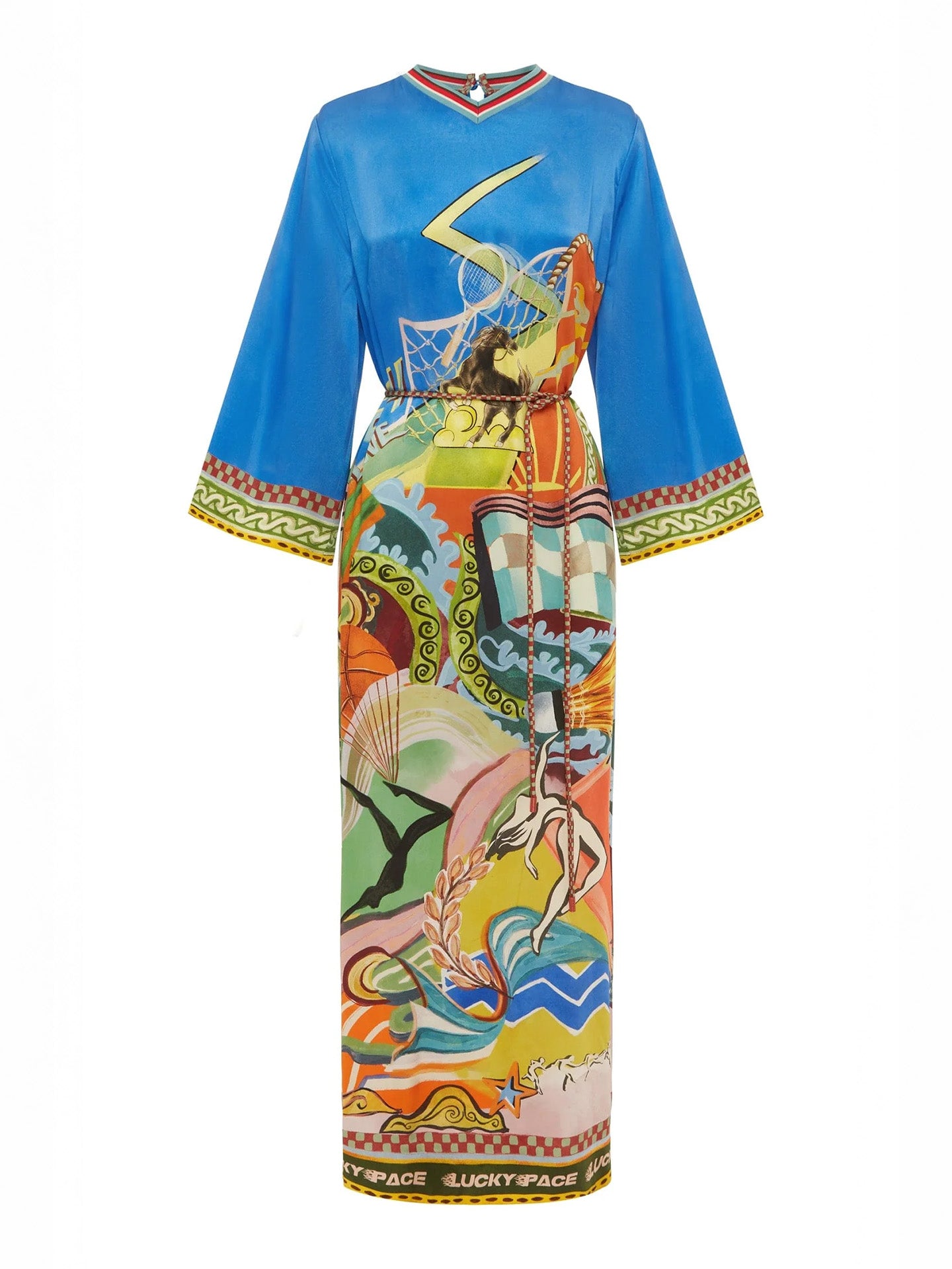 Lucky pace silk midi dress, multicolour