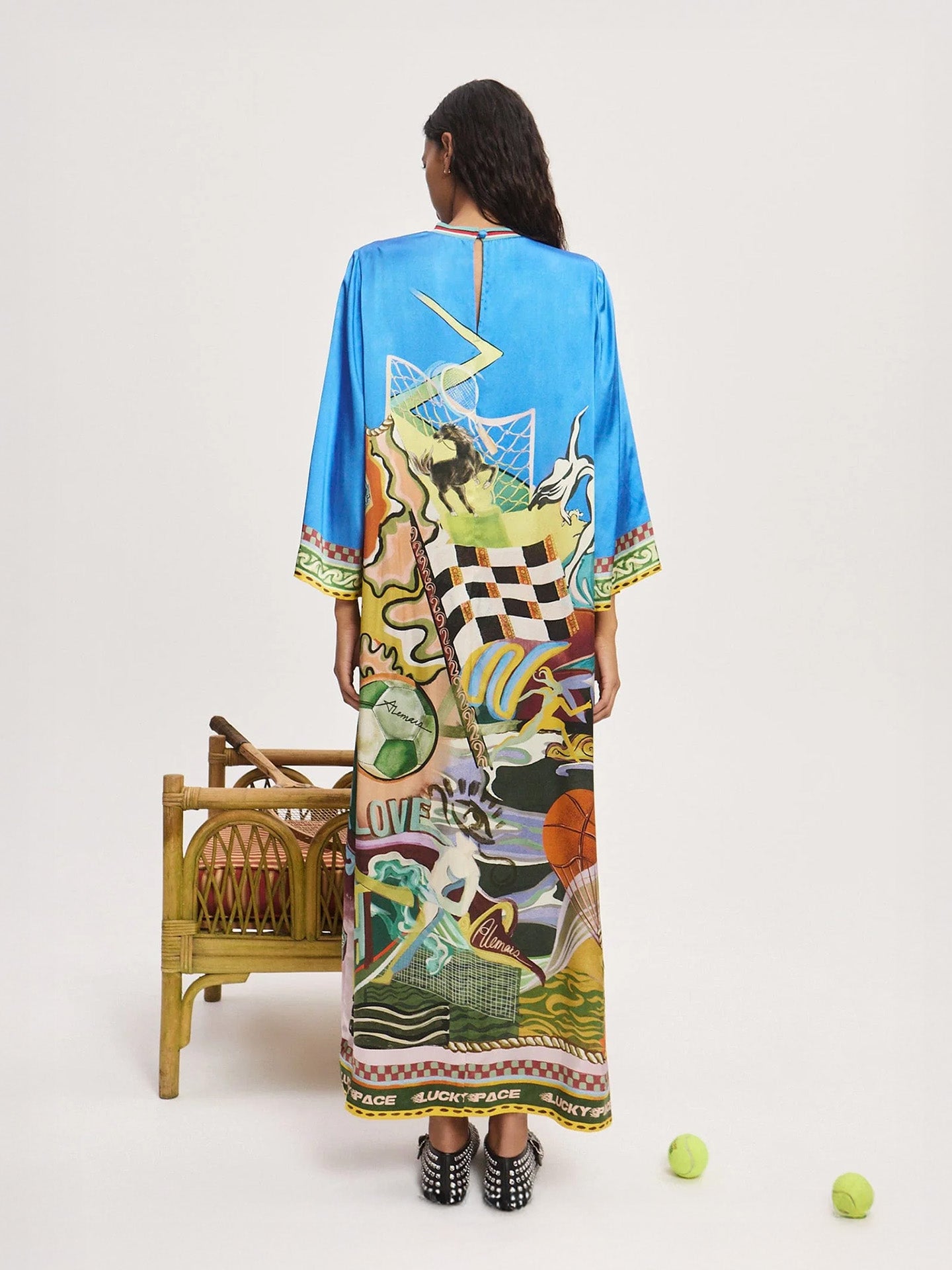 Lucky pace silk midi dress, multicolour